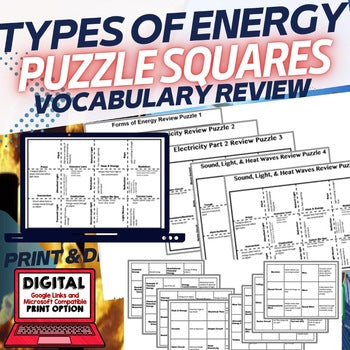 Properties of Energy Vocabulary Activity Puzzle Physical Science Curriculum - preview 2