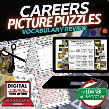 Personal Finance Activity Vocabulary Careers Job Picture Puzzle, Test Prep - preview 1