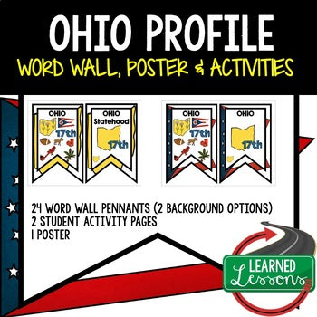 Ohio History Word Wall, State Profile, Ohio Activities US History Posters - preview 1