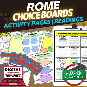 World History Roman History Choice Board Activities | Fall of Rome Readings - preview 1