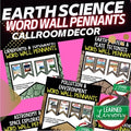 Earth Science Word Wall Bundle | 411 NGSS Science Vocabulary Pennants | Decor - preview 1