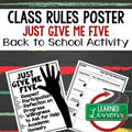 Back to School Rules & Expectations | "Just Give Me Five" Classroom Poster - preview 1