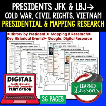 President John F. Kennedy & Johnson Research & Mapping Print and Digital Google - preview 1