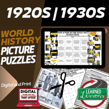 1920s 1930s Activity Vocabulary Picture Puzzle World History Activity - preview 1