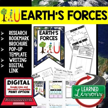 Earth's Forces Activity Bookmark Brochure, Writing & Google Link - preview 1