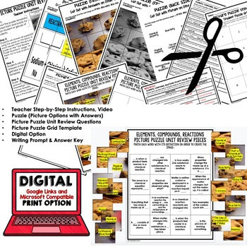 Elements, Compounds, Reactions Activity Picture Puzzle Physical Science Activity - preview 3