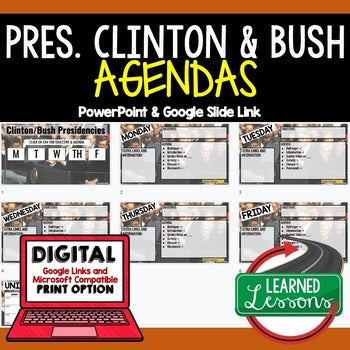 Clinton and Bush Presidencies Agenda PowerPoint & Google Slides Agenda - preview 1