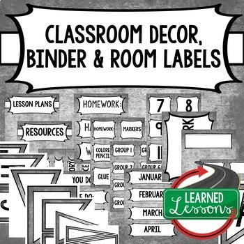 SECONDARY CLASSROOM DECOR, BINDER LABELS, Chalky Grey - preview 1