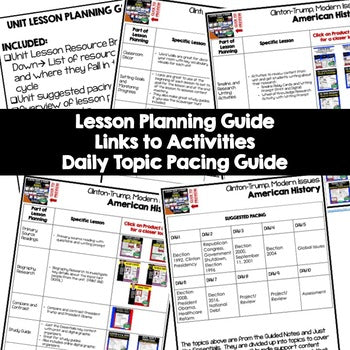 Clinton, Bush, Obama, Trump Lesson Plan Guide, American History BACK TO SCHOOL - preview 2