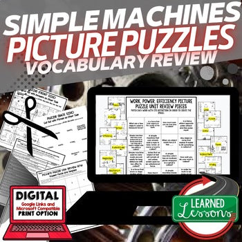Simple Machines Activity Picture Puzzle Physical Science Activity Vocabulary - preview 1
