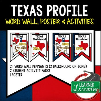 Texas History Word Wall, State Profile, Texas Activities Texas Poster US History - preview 1