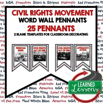 Civil Rights Movement Pennant Word Wall US History Word Wall - preview 1