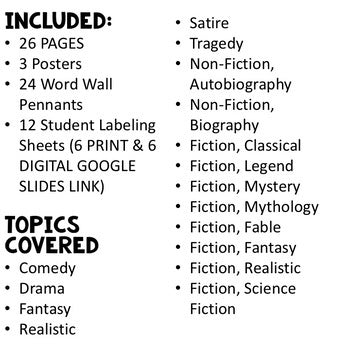 GENRE Anchor Charts, Posters, Word Wall, Scavenger Hunt Pages Genre Activity - preview 4