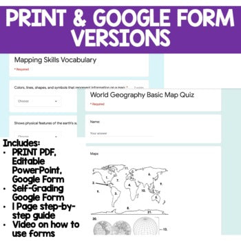 Mapping Skills Map Quiz, Mapping Skills Vocabulary Quiz Geography Assessment - preview 2