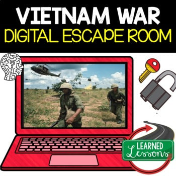 Vietnam War Digital Escape Room, Breakout Room, Activity Pages No Prep - preview 1