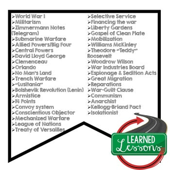 World War I Word Wall | WWI Vocabulary Posters | U.S. History - preview 2