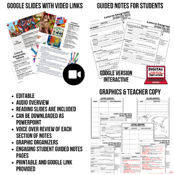 Cultural Geography Guided Notes PowerPoints, Video for Flipped Classroom - preview 2