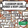Secondary CLASSROOM DECOR, BINDER LABELS, ALL SUBJECTS,  We The People - preview 1