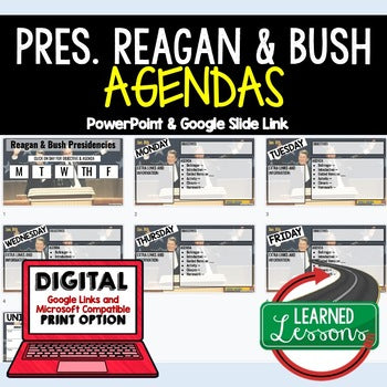 Reagan and Bush Presidencies Agenda PowerPoint & Google Slides Agenda - preview 1