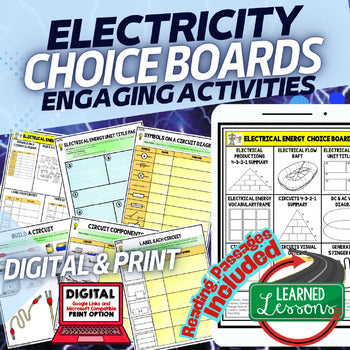 Electrical Energy Activity Choice Board, Physical Science Activity - preview 1
