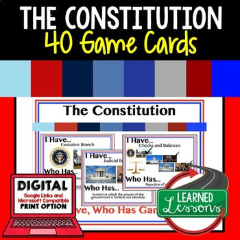 Constitution Game Cards, Government, Print & Digital Google Learning - preview 1