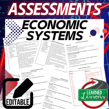 Economic Systems Assessments, Economics Tests, Economics Quizzes Editable - preview 1