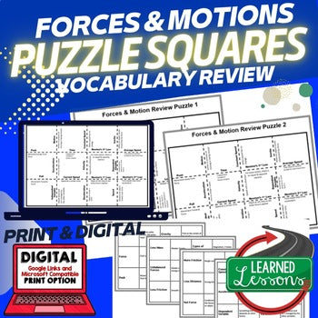 Forces & Motion Vocabulary Activity Puzzle Physical Science Curriculum - preview 1