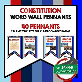 Constitution Word Wall Pennants Civics Word Wall US History Word Wall Posters - preview 1