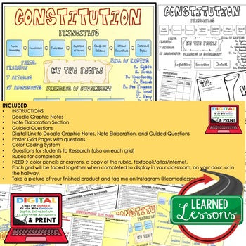Constitution Collaborative Poster, Doodle Graphic Notes, Print & GOOGLE - preview 3