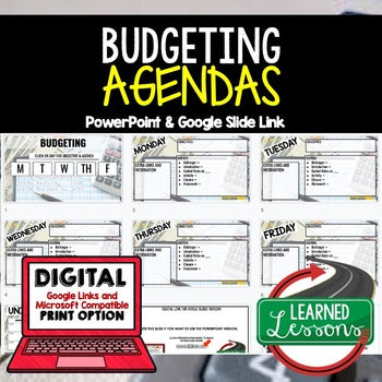 Budgeting Agenda Slides | Personal Finance Bell Ringer | Google Slides - preview 1