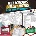 WORLD RELIGIONS Outline Notes, Religions Bullet Notes, Unit Review, Test Prep - preview 1