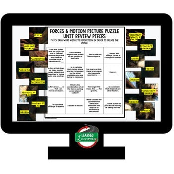 Forces & Motion Activity Picture Puzzle Physical Science Activity Vocabulary - preview 4