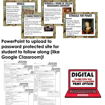 Renaissance Guided Notes and PowerPoints, Interactive Notebooks, Google - preview 2