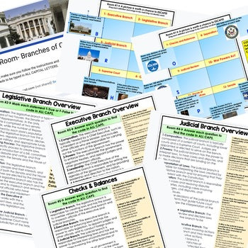 Branches of Government Digital Escape Room, Breakout Room Activity Pages No Prep - preview 2