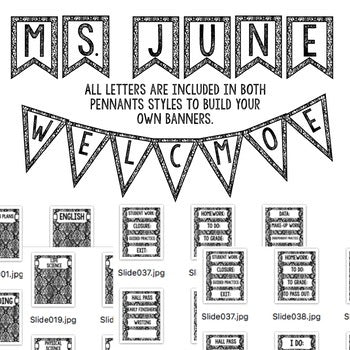 SECONDARY CLASSROOM DECOR, BINDER LABELS, BLACK AND WHITE - preview 2
