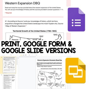 Western Expansion DBQ, Manifest Destiny DBQ, Google and Print - preview 2