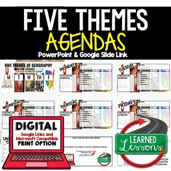 Five Themes Agenda PowerPoint & Google Slides, World Geography Agenda - preview 1