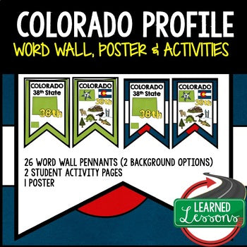 Colorado History Word Wall, State Profile, Colorado Activities US History Poster - preview 1