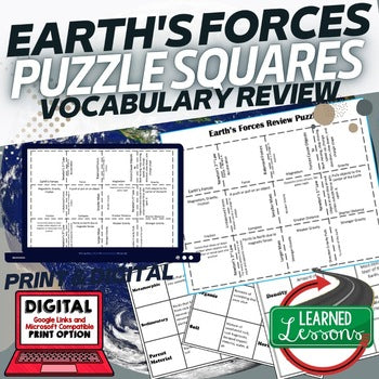 Earth's Forces Activity Puzzle Earth Science Activity | Vocabulary Matching - preview 1
