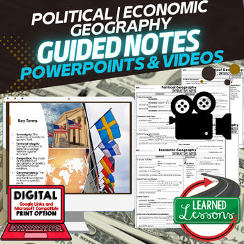 Political & Economic Geography Guided Notes PowerPoints, Video Flipped Classroom - preview 1