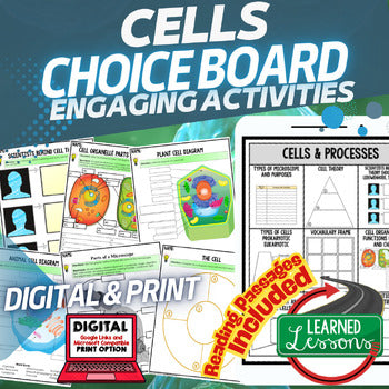 Cells Activities, Cells Choice Board Life Science Choice Board - preview 1