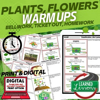 Plants Bell Ringers & Warm Ups | NGSS Life Science Review | Print + Digital - preview 1