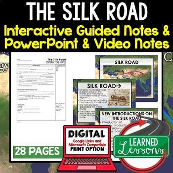 The Silk Road Guided Notes and PowerPoints, Interactive Notebooks, Google - preview 1