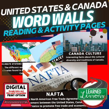 United States & Canada Word Wall Activity Pages World Geography Word Wall - preview 1