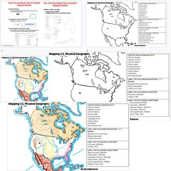 U.S. Physical Geography Mapping Activity Physical Geography U.S. PRINT  DIGITAL - preview 3