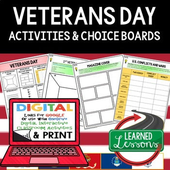 Veterans Day Activities Veterans Day Choice Board, Digital Learning - preview 1