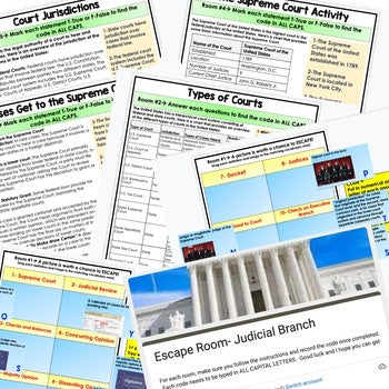 Judicial Branch Digital Escape Room, Breakout Room Activity Pages No Prep - preview 2