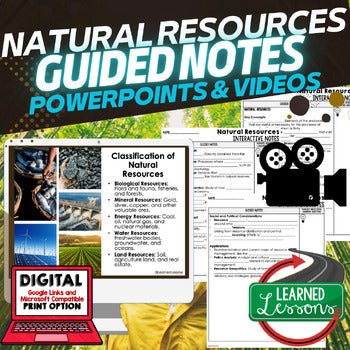 Natural Resources Guided Notes PowerPoints, Video Flipped Classroom - preview 1