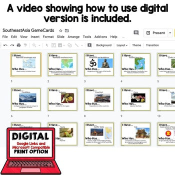 Southeast Asia  Game Cards, Geography  Print & Digital Distance Learning - preview 2