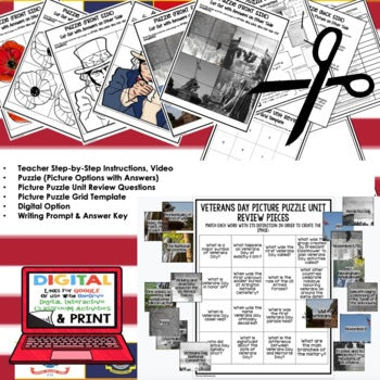 Veterans Day Activity, Veterans Day Picture Puzzle - preview 2